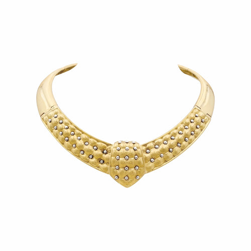 Collier Collier plastron en or jaune 750, motif capitonné 58 Facettes 35930