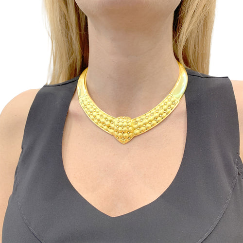 Collier Collier plastron en or jaune 750, motif capitonné 58 Facettes 35930