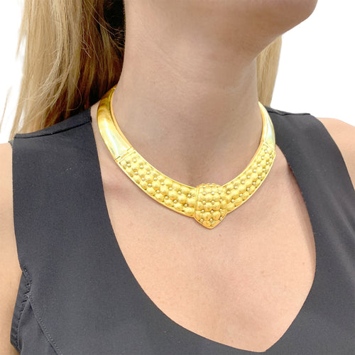 Collier Collier plastron en or jaune 750, motif capitonné 58 Facettes 35930