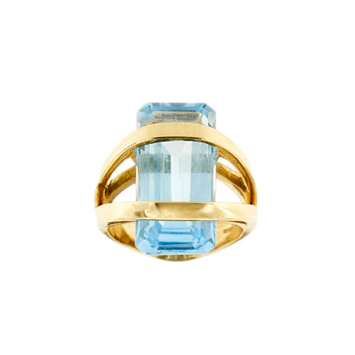 Bague 54 Bague - Topaze rectangulaire 12 ct en or jaune 18 ct 58 Facettes 33849