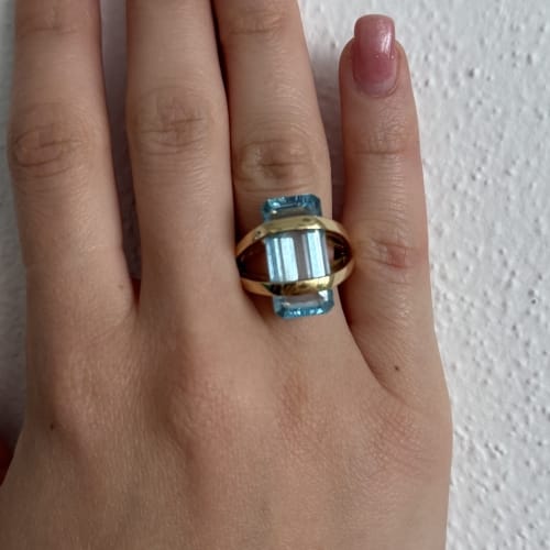 Bague 54 Bague - Topaze rectangulaire 12 ct en or jaune 18 ct 58 Facettes 33849