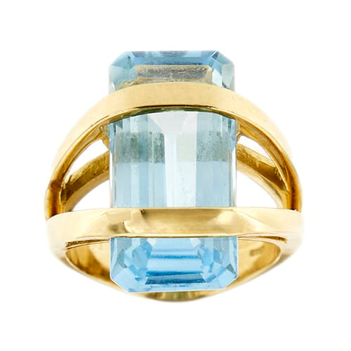 Bague 54 Bague - Topaze rectangulaire 12 ct en or jaune 18 ct 58 Facettes 33849