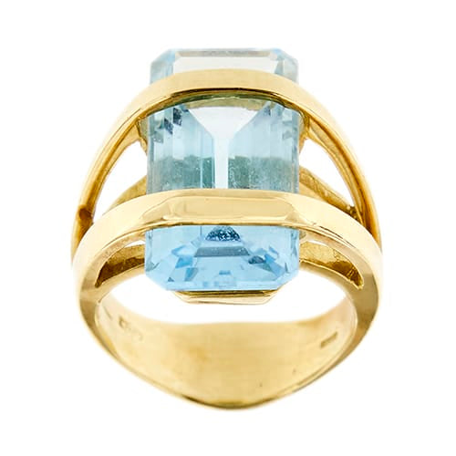 Bague 54 Bague - Topaze rectangulaire 12 ct en or jaune 18 ct 58 Facettes 33849