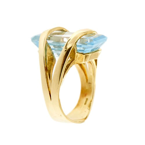 Bague 54 Bague - Topaze rectangulaire 12 ct en or jaune 18 ct 58 Facettes 33849