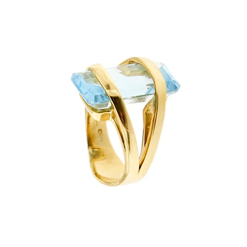 Bague 54 Bague - Topaze rectangulaire 12 ct en or jaune 18 ct 58 Facettes 33849