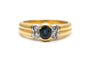 Bague 51 Bague contemporaine en or jaune 18 carats, saphir et diamants 58 Facettes B971