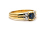 Bague 51 Bague contemporaine en or jaune 18 carats, saphir et diamants 58 Facettes B971