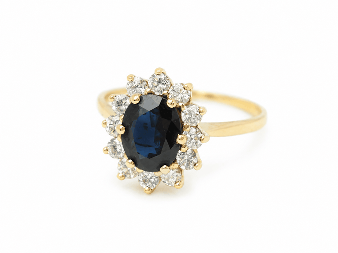 Bague 57 Bague marguerite en or jaune 18 carats, saphir et diamants 58 Facettes 33857