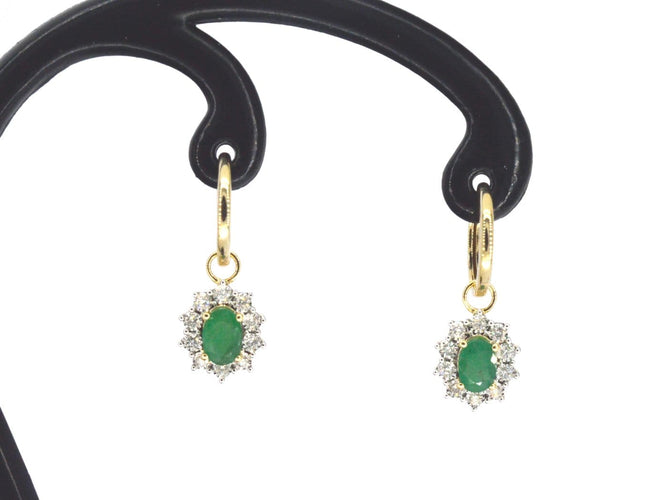 Boucles d'oreilles Boucles d'oreilles en or 14 carats, diamants et émeraudes 58 Facettes 2387