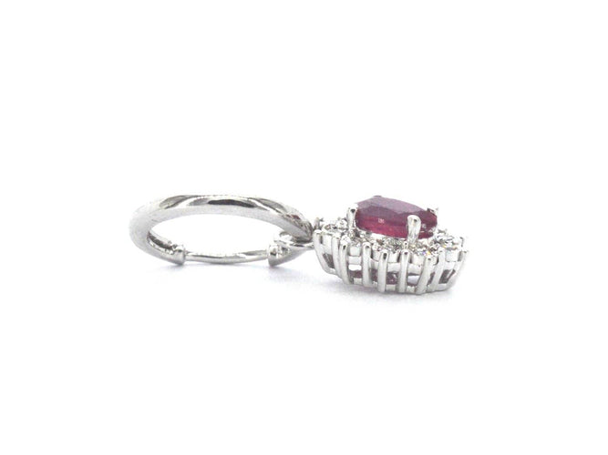 Boucles d'oreilles Boucles d'oreilles pendantes en or blanc, diamants et rubis 58 Facettes 2388