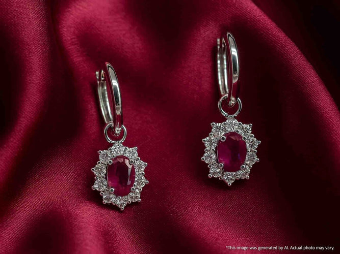 Boucles d'oreilles Boucles d'oreilles pendantes en or blanc, diamants et rubis 58 Facettes 2388