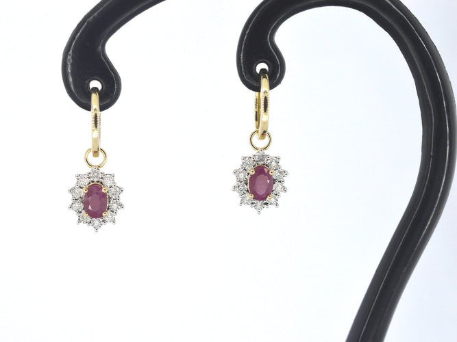 Boucles d'oreilles Boucles d'oreilles pendantes en or 14k, diamants et rubis 58 Facettes 2389