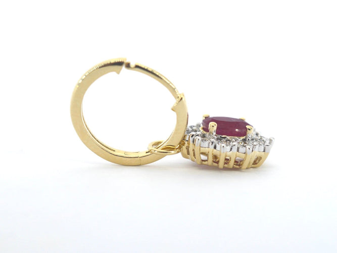 Boucles d'oreilles Boucles d'oreilles pendantes en or 14k, diamants et rubis 58 Facettes 2389