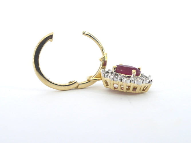 Boucles d'oreilles Boucles d'oreilles pendantes en or 14k, diamants et rubis 58 Facettes 2389
