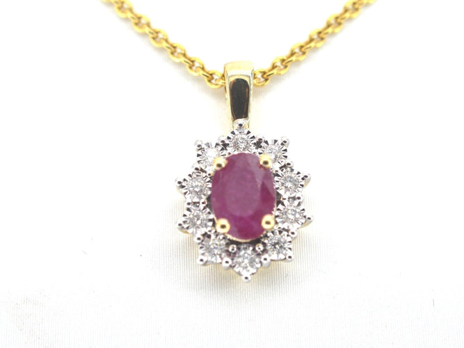 Pendentif Pendentif en or 14 carats, diamants et rubis 58 Facettes 2391