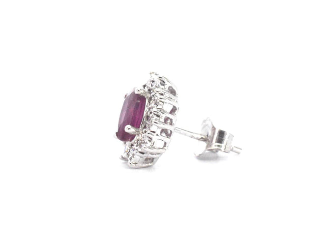 Boucles d'oreilles Boucles d'oreilles en or blanc, diamants et rubis 58 Facettes 2392