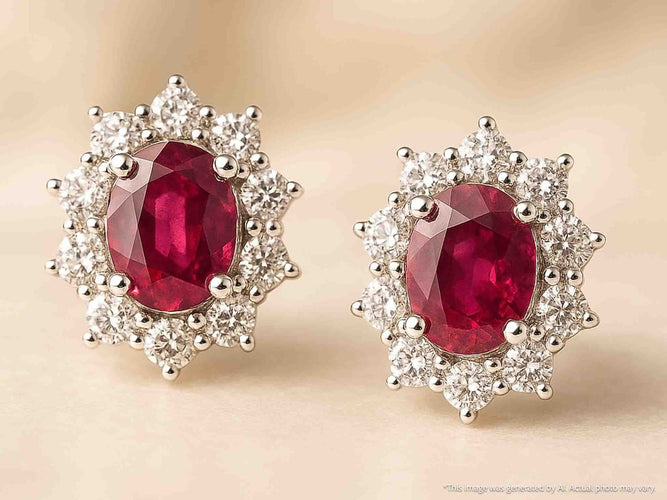 Boucles d'oreilles Boucles d'oreilles en or blanc, diamants et rubis 58 Facettes 2392