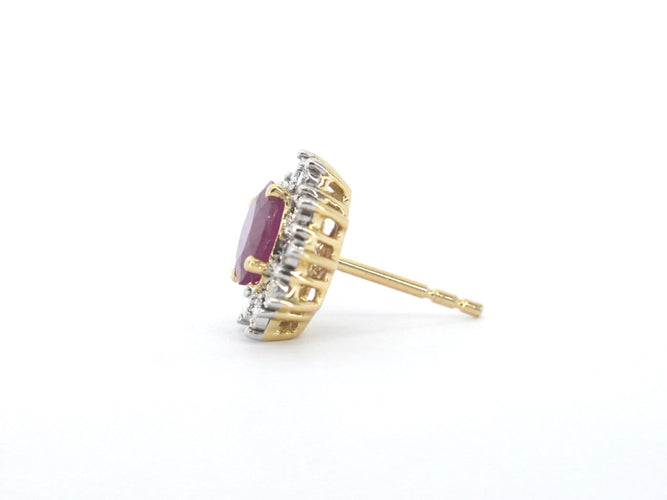 Boucles d'oreilles Boucles d'oreilles en or 14k, diamants naturels et rubis 58 Facettes 2393
