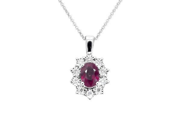 Pendentif Pendentif en or blanc, diamants naturels et rubis 58 Facettes 2394