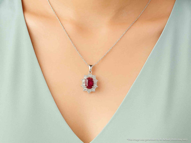 Pendentif Pendentif en or blanc, diamants naturels et rubis 58 Facettes 2394