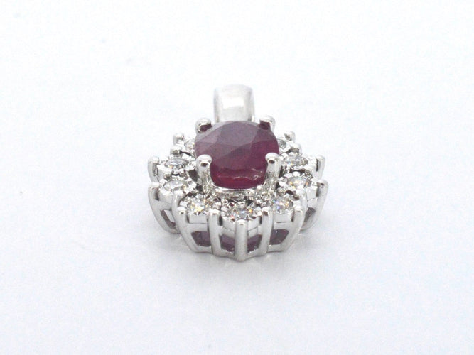 Pendentif Pendentif en or blanc, diamants naturels et rubis 58 Facettes 2394