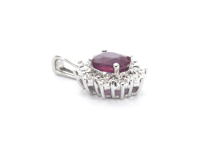 Pendentif Pendentif en or blanc, diamants naturels et rubis 58 Facettes 2394
