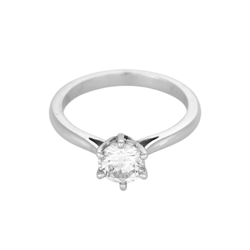 Bague 50 Bague solitaire en or blanc, platine et diamant 0,75 ct 58 Facettes B260497