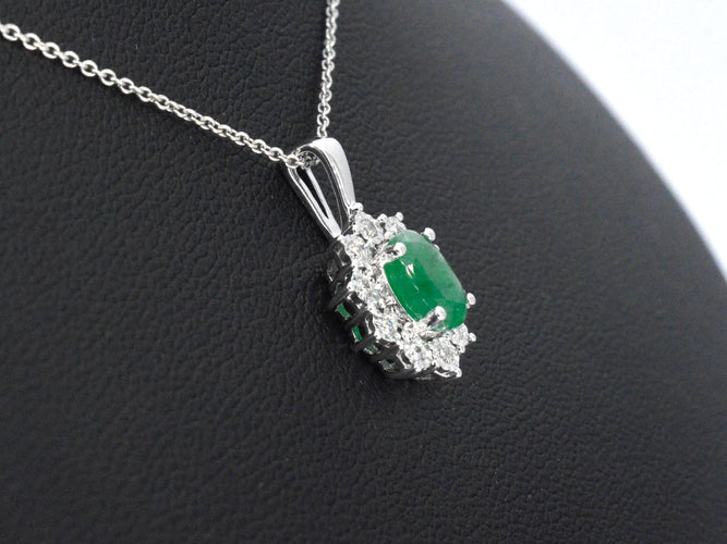 Pendentif Pendentif en or blanc 14 ct, diamants et émeraude 58 Facettes 2395