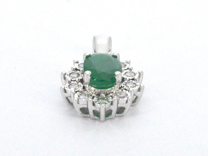 Pendentif Pendentif en or blanc 14 ct, diamants et émeraude 58 Facettes 2395