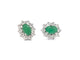 Boucles d'oreilles Boucles d'oreilles en or blanc 14 carats, diamants et émeraudes 58 Facettes 2396