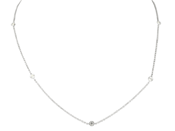 Collier Collier en or blanc 14k avec diamants naturels 58 Facettes 2401