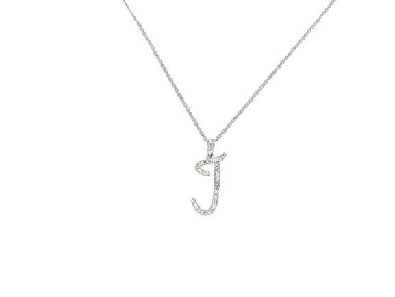 Pendentif Pendentif lettre J en or 14k et diamants naturels 58 Facettes 2407