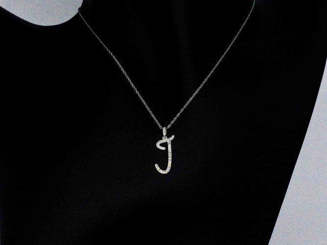 Pendentif Pendentif lettre J en or 14k et diamants naturels 58 Facettes 2407