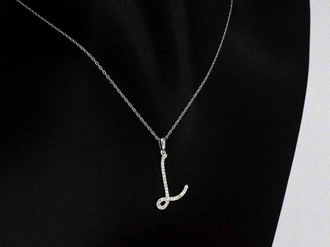 Pendentif Pendentif lettre L en or 14k avec diamants naturels 58 Facettes 2408