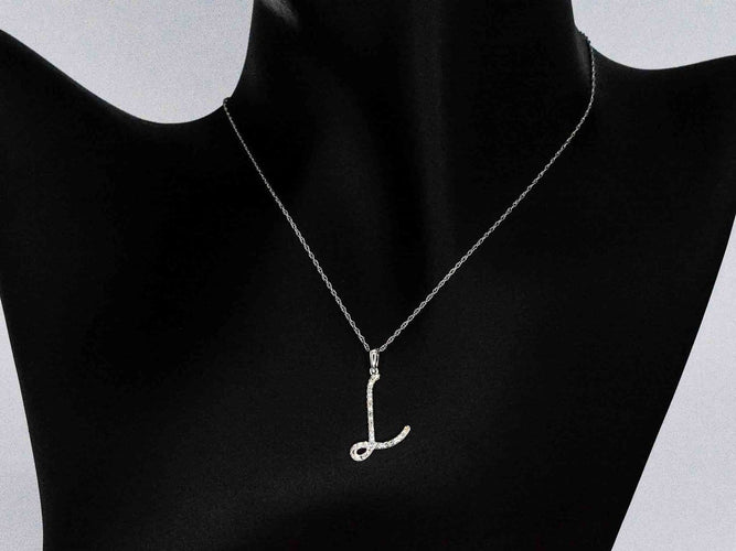Pendentif Pendentif lettre L en or 14k avec diamants naturels 58 Facettes 2408