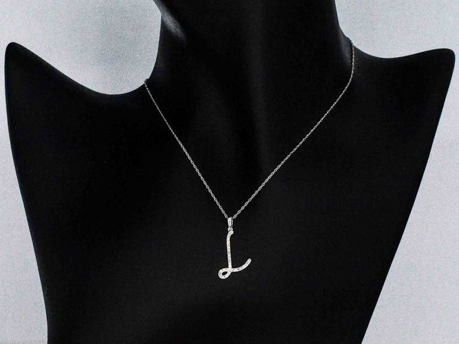 Pendentif Pendentif lettre L en or 14k avec diamants naturels 58 Facettes 2408