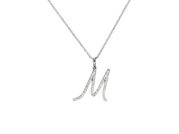 Pendentif lettre M en or 14k et diamants naturels