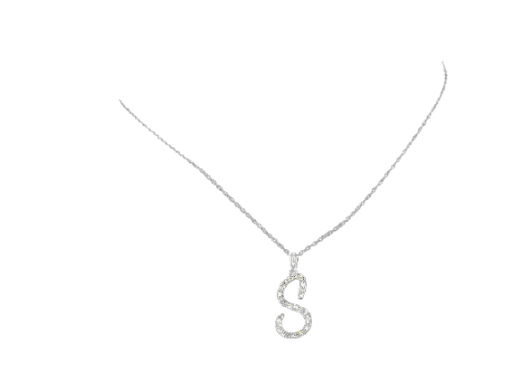Pendentif lettre S en or 14k et diamants