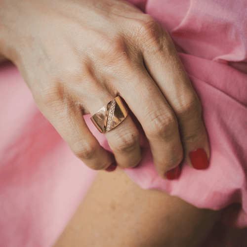 Bague 53 Hermès Trace - Bague en or jaune et diamants 58 Facettes 502036