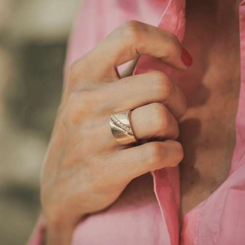 Bague 53 Hermès Trace - Bague en or jaune et diamants 58 Facettes 502036