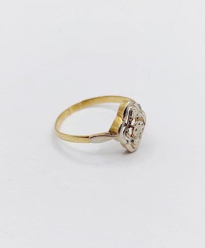 Bague 51 Bague Art déco en or 18k à fleur ciselée 58 Facettes A07880