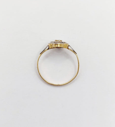 Bague 51 Bague Art déco en or 18k à fleur ciselée 58 Facettes A07880
