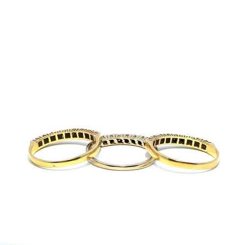 Bague 54 Ensemble de bagues empilables en or jaune 750, rubis, émeraudes et diamants 58 Facettes 50535