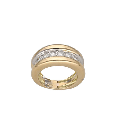Bague 51 Bague en or jaune et gris 18k, diamants 58 Facettes FB11976