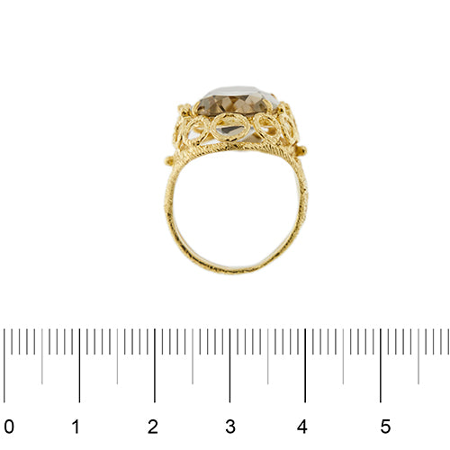 Bague Bague - Quartz fumé ovale en or jaune 18 ct 58 Facettes 34882