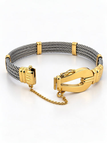 Bracelet Bracelet homme en or jaune 18 carats et acier 58 Facettes Ao