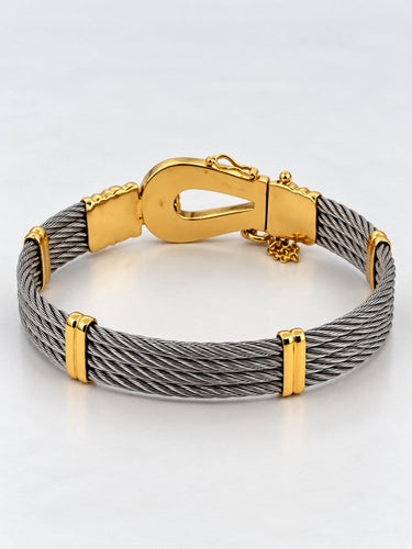 Bracelet Bracelet homme en or jaune 18 carats et acier 58 Facettes Ao