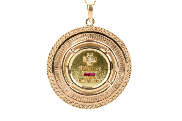 Pendentif Augis - Pendentif médaille d’amour en or jaune 18 carats et rubis 58 Facettes CL203652-107