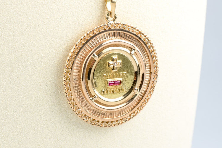 Pendentif Augis - Pendentif médaille d’amour en or jaune 18 carats et rubis 58 Facettes CL203652-107