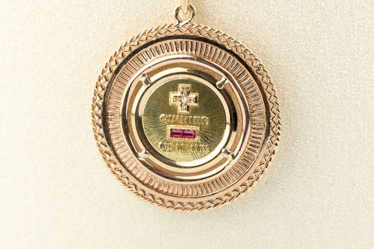 Pendentif Augis - Pendentif médaille d’amour en or jaune 18 carats et rubis 58 Facettes CL203652-107